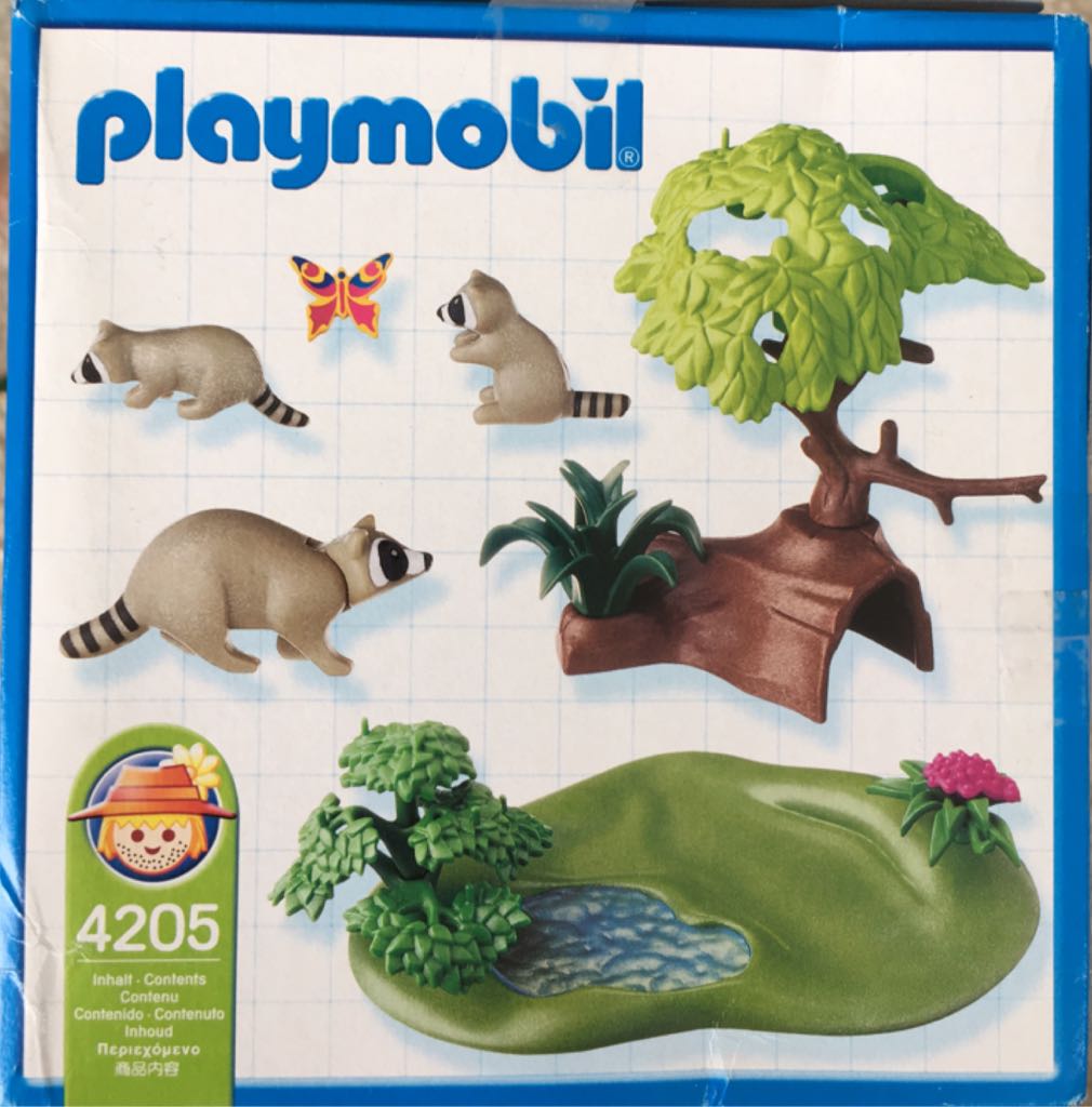 2005 Geobra Playmobil Wildlife Play Set No 4205 NIPRaccoon Family Den - Vida Selvagem (4205) playmobil collectible [Barcode 4008789042057] - Main Image 2