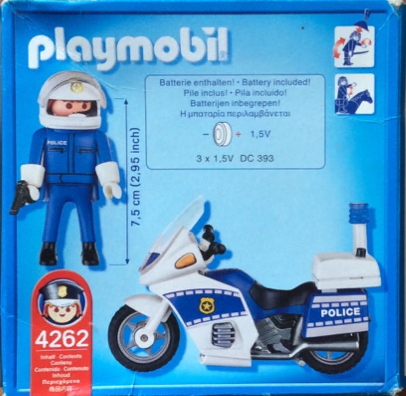 Motorcycle Patrol - Imaginative Play Toy Set by Playmobil - City Action - Policia (4262) playmobil collectible [Barcode 4008789042620] - Main Image 2