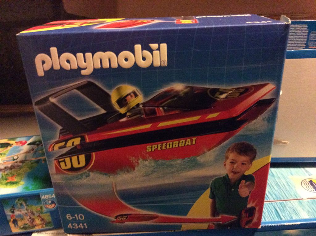 Playmobil Set 4341 Click and Go Speedboat Racer clip belt Bathtub toy FLOATS  playmobil collectible [Barcode 4008789043412] - Main Image 1