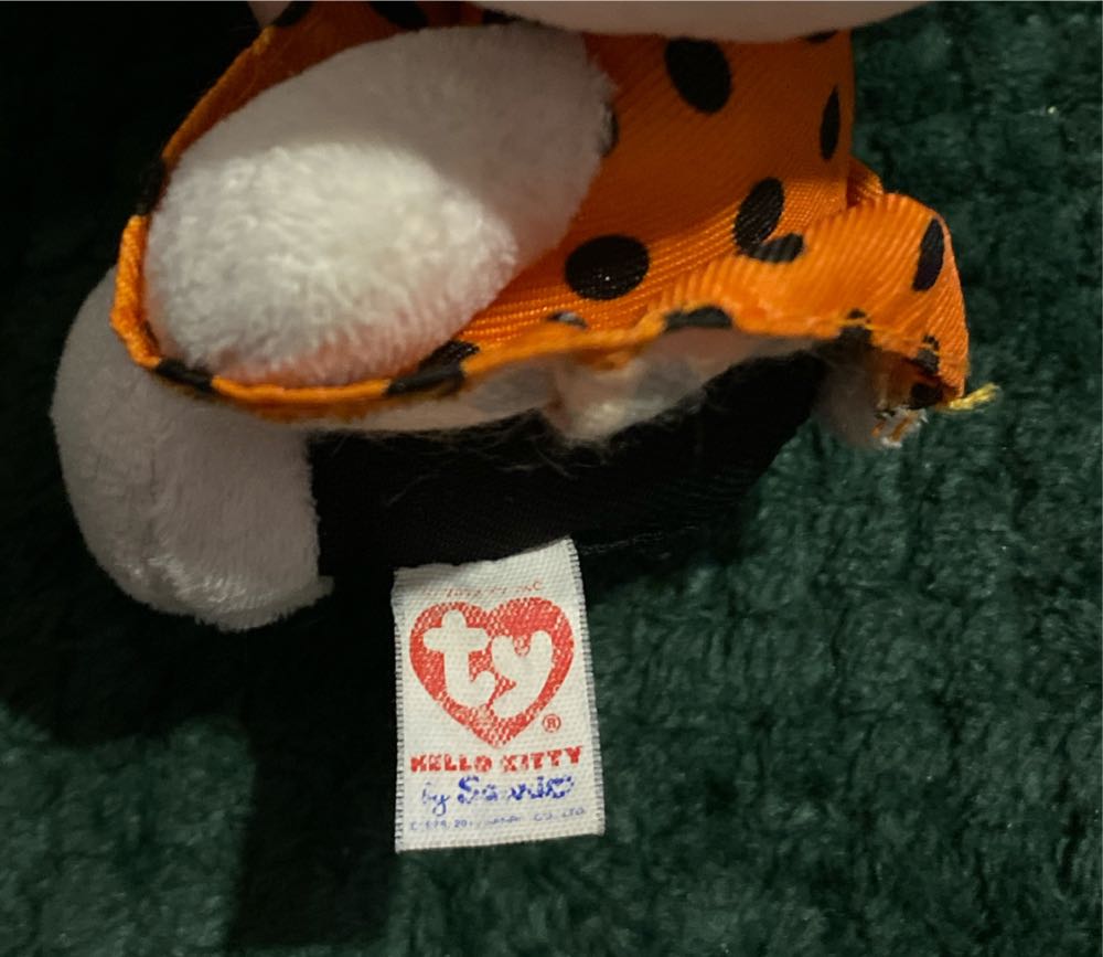 Hello Kitty - Halloween Orange Polka Dot Dress Holding Pumpkin Sucker  plush collectible [Barcode 008421410095] - Main Image 4