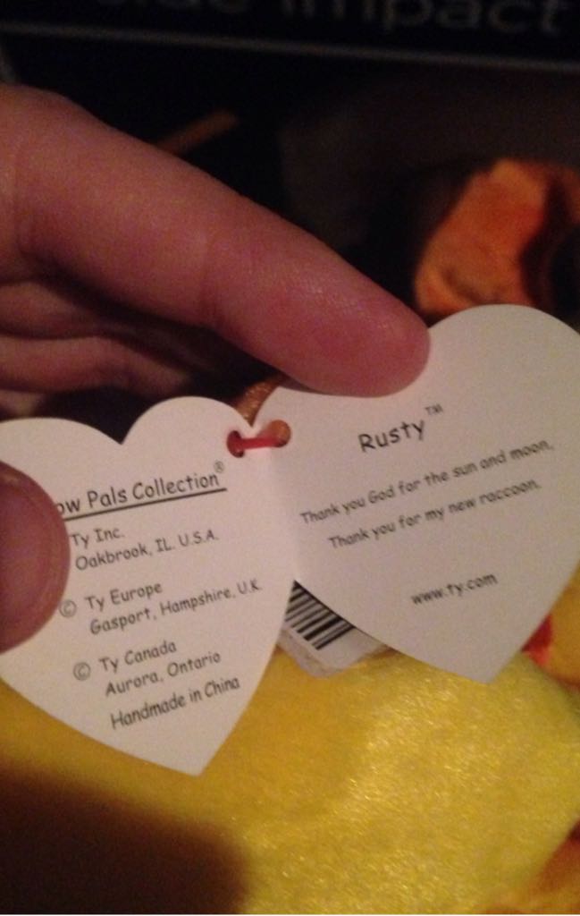 Rusty The Raccoon (Pillow Pal)  plush collectible [Barcode 008421031009] - Main Image 2