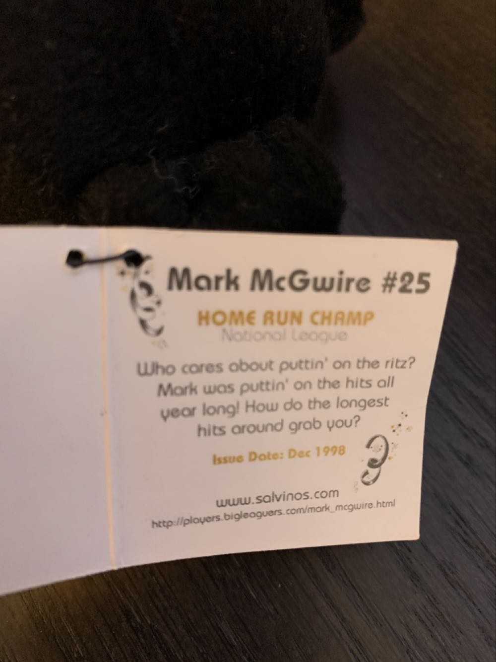 # AL Mark McGwire #25  plush collectible [Barcode 616132990074] - Main Image 3