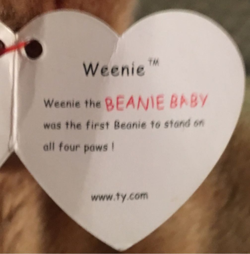 Weenie The Dachshund Dog - Beanie Buddy  (United States) plush collectible [Barcode 008421093564] - Main Image 2