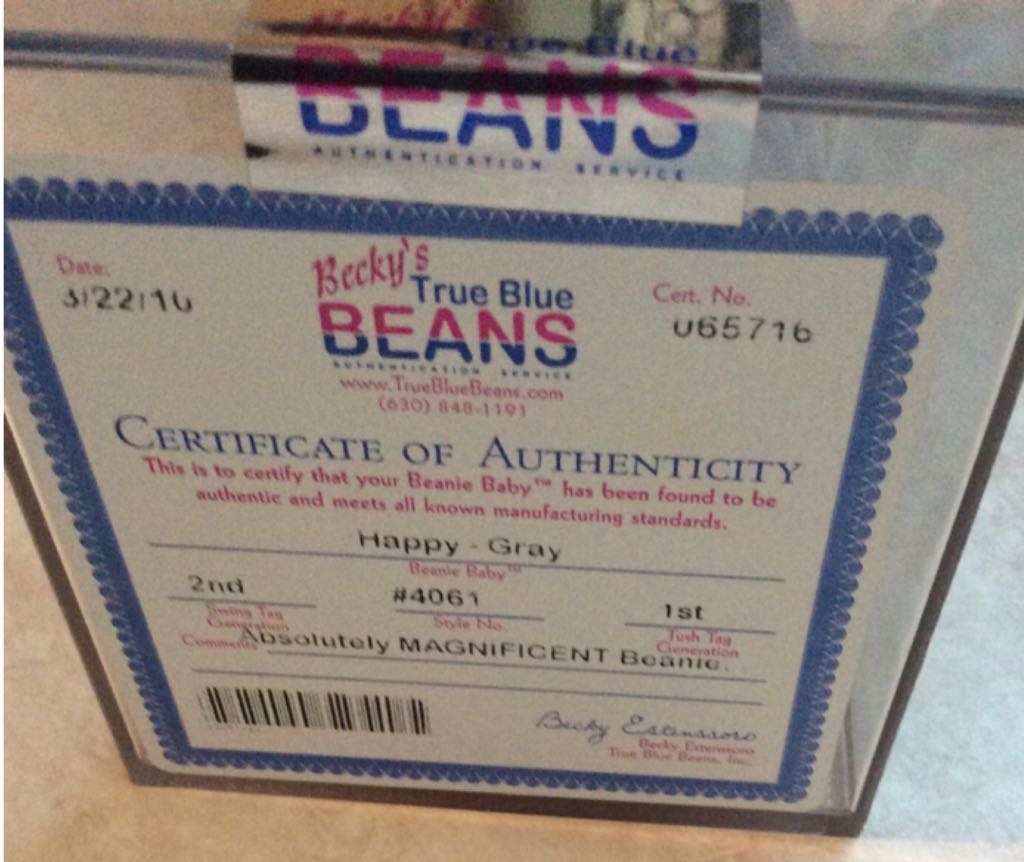 Happy- Gray Hippo  plush collectible - Main Image 2