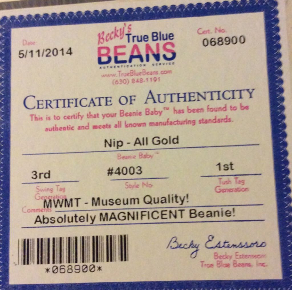 Nip- All Gold  plush collectible - Main Image 2