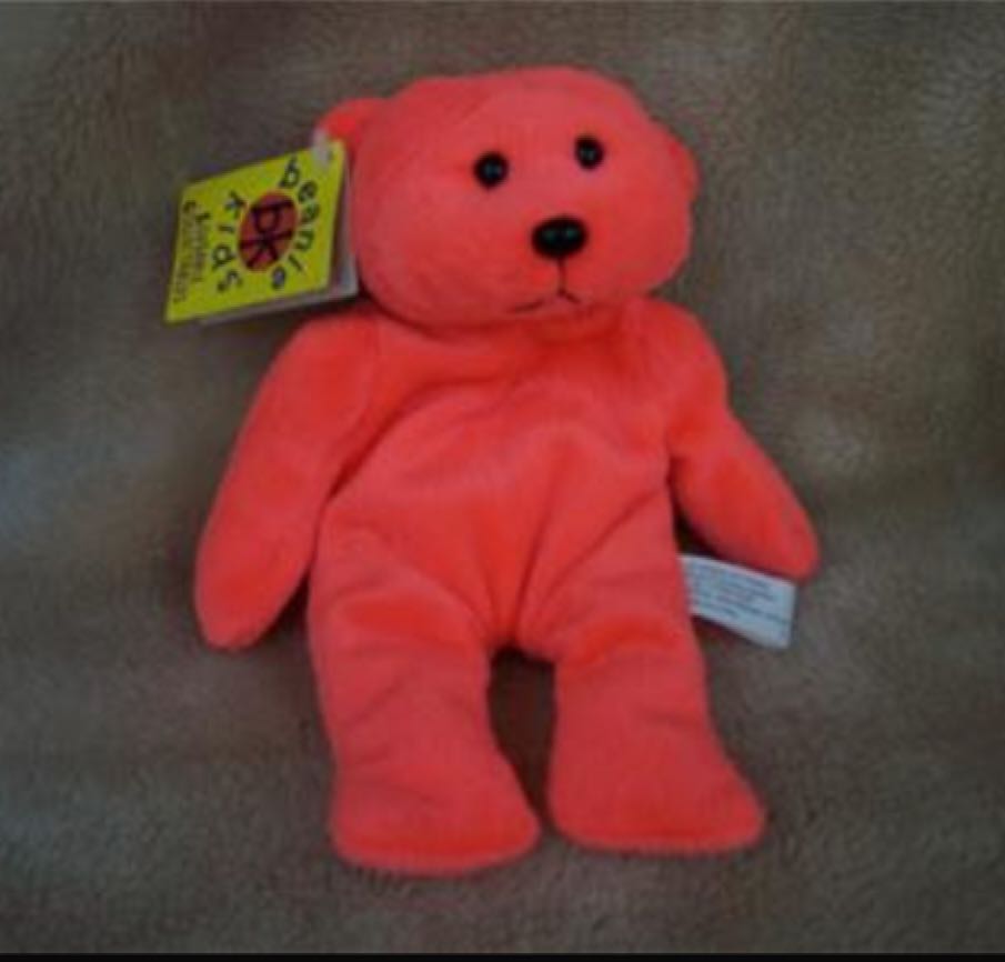 Crackle the Flouro Red Bear  plush collectible - Main Image 1