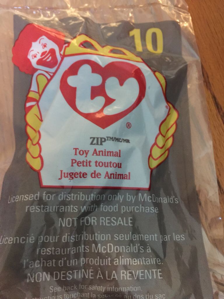 1998 McDonald’s Zip  plush collectible - Main Image 2