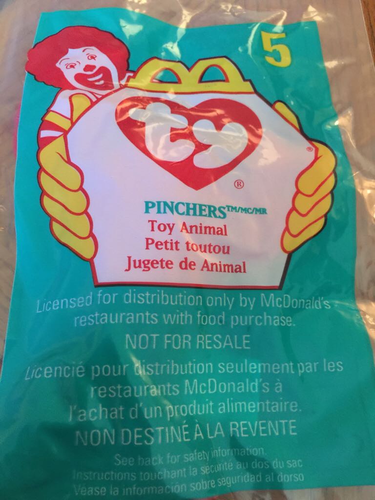 1998 McDonald’s #5 Pinchers  (United States) plush collectible - Main Image 2