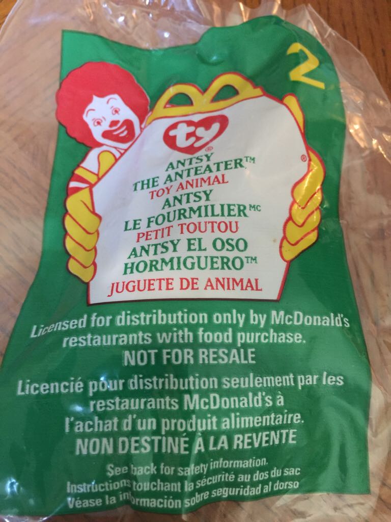 1999 McDonald’s #2 Antsy The Anteater  plush collectible - Main Image 2
