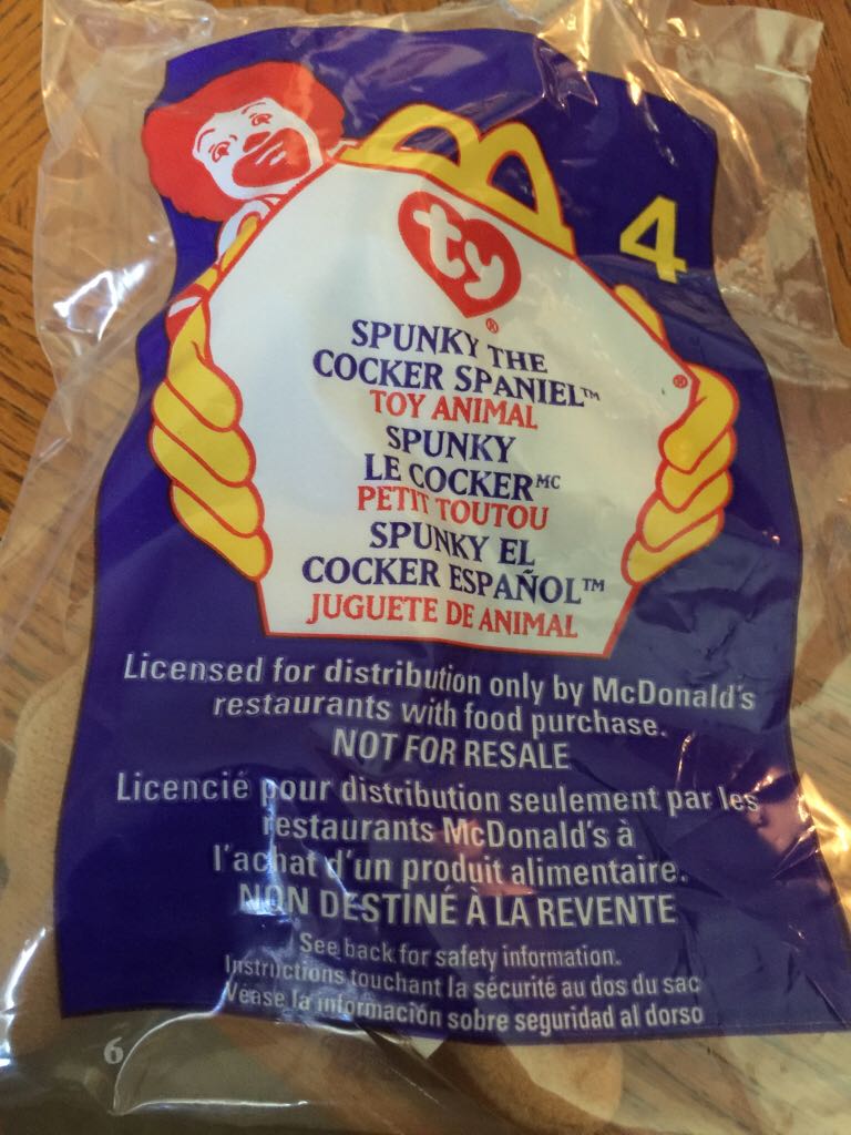 1999 McDonald’s Spunky The Cocker Spaniel  plush collectible - Main Image 2