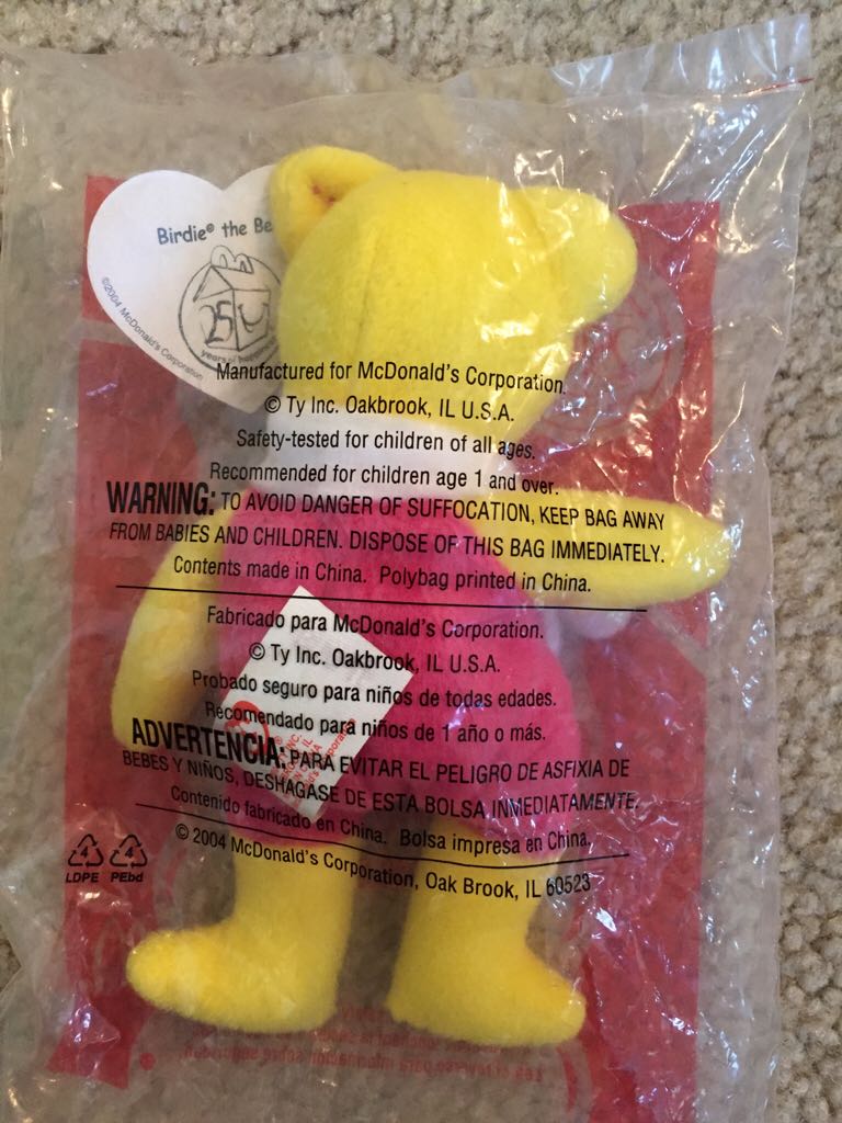 Birdie The Bear #3 (2004 McDonald’s Teenie)  plush collectible - Main Image 2