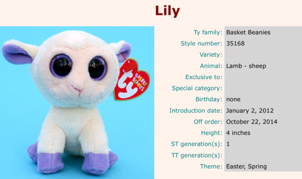 Basket Beanie Lily  plush collectible - Main Image 2