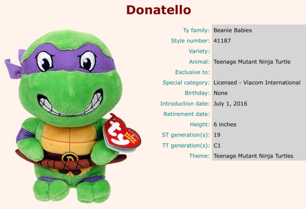 Donatello - TMNT  (United States) plush collectible [Barcode 008421411870] - Main Image 2