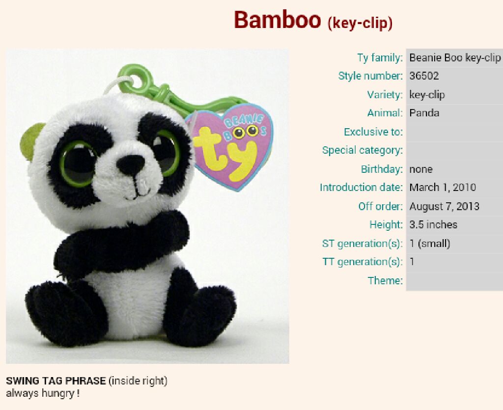 .BOOS Bamboo The Panda (Clip)  plush collectible - Main Image 2