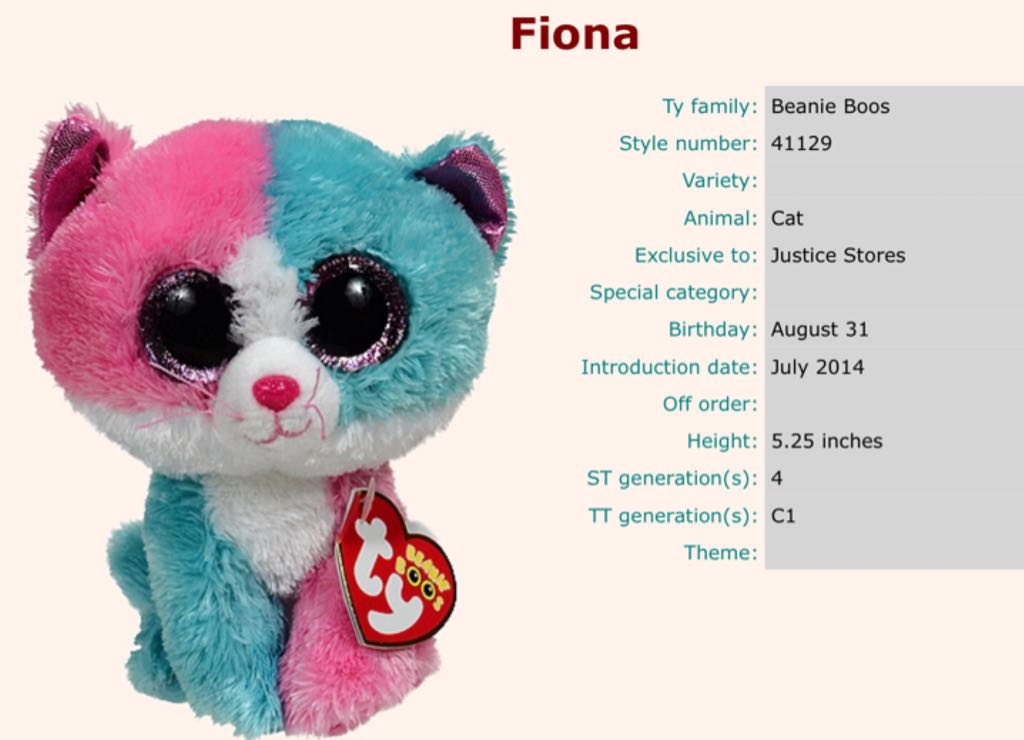 Beanie Boos - Fiona The Cat  plush collectible - Main Image 2