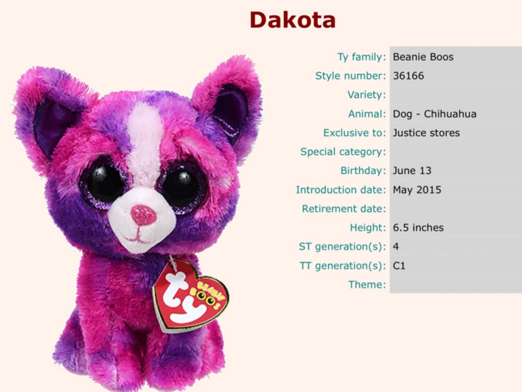 Dakota The Dog Beanie Boo  plush collectible - Main Image 2