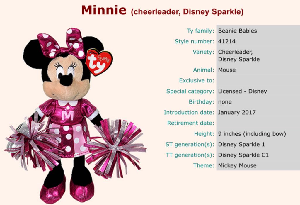 Disney Sparkle - Minnie Mouse cheerleader  plush collectible - Main Image 2