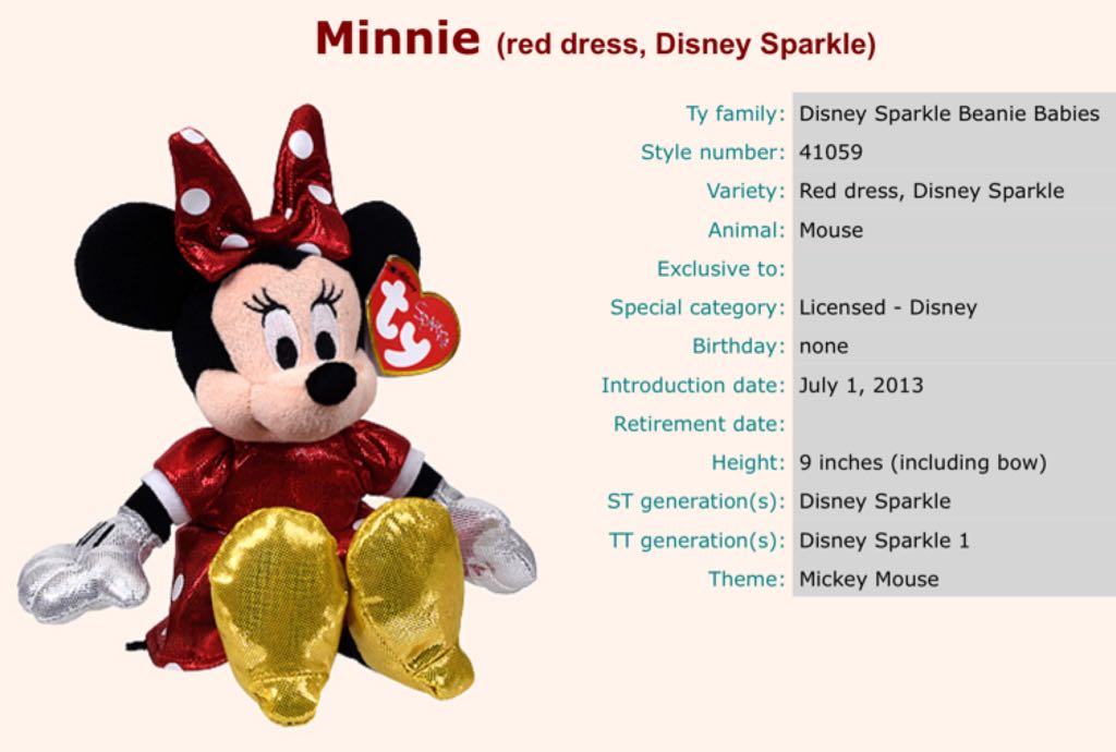 Disney Sparkle - Minnie Mouse Red Dress  plush collectible - Main Image 2