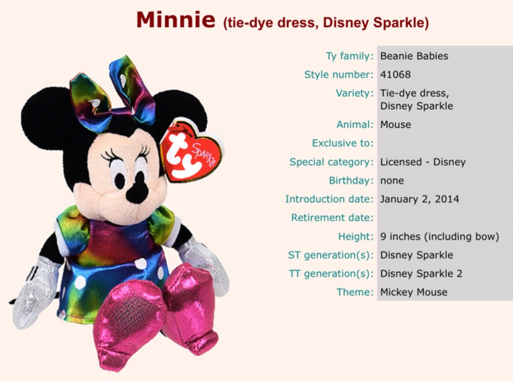 Disney Sparkle - Minnie Mouse Tie Dye Dress  plush collectible - Main Image 2
