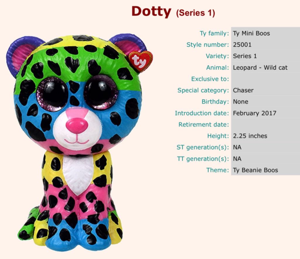 Mini Boo Dotty the Leopard  plush collectible - Main Image 2