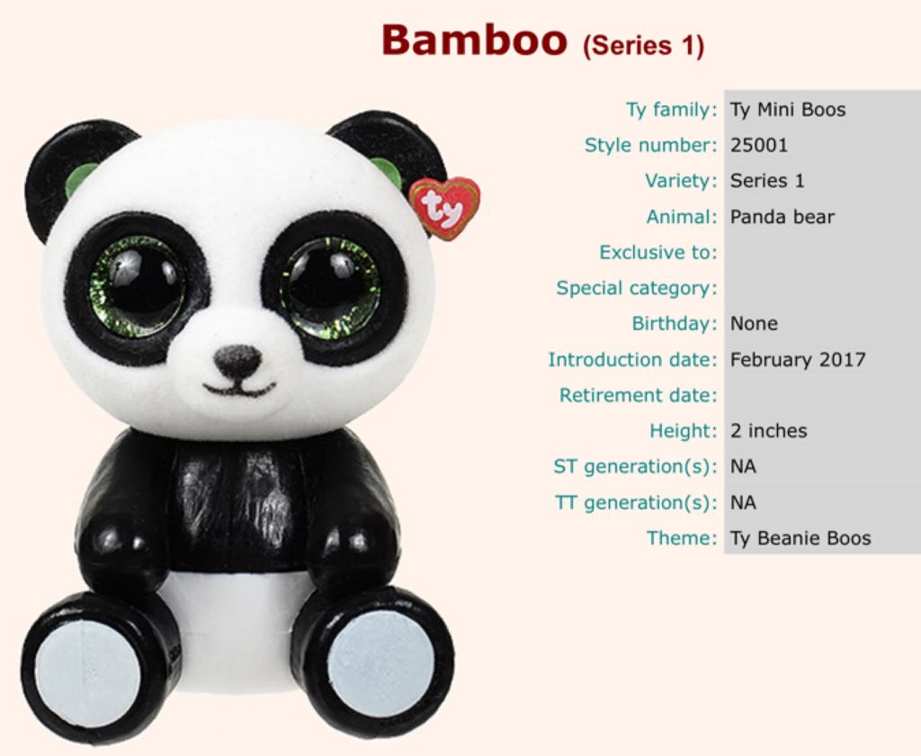 Mini Boo Bamboo the Panda  plush collectible - Main Image 2