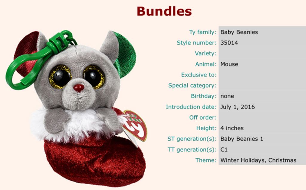 Baby Beanie Bundles the mouse  plush collectible - Main Image 2