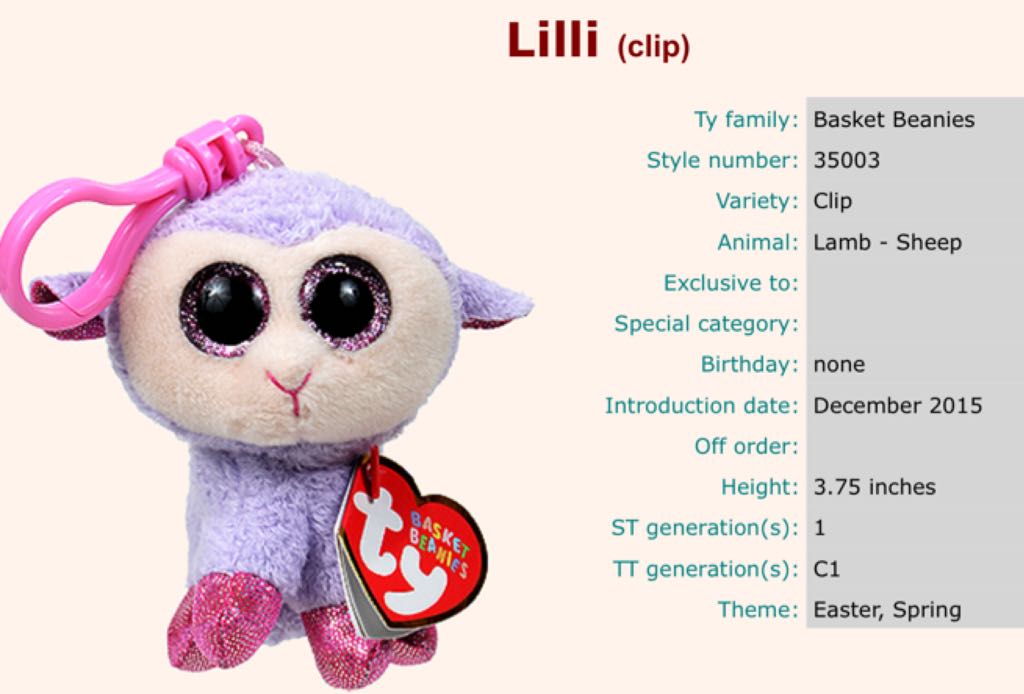 Basket Beanie Lili (clip)  plush collectible - Main Image 2