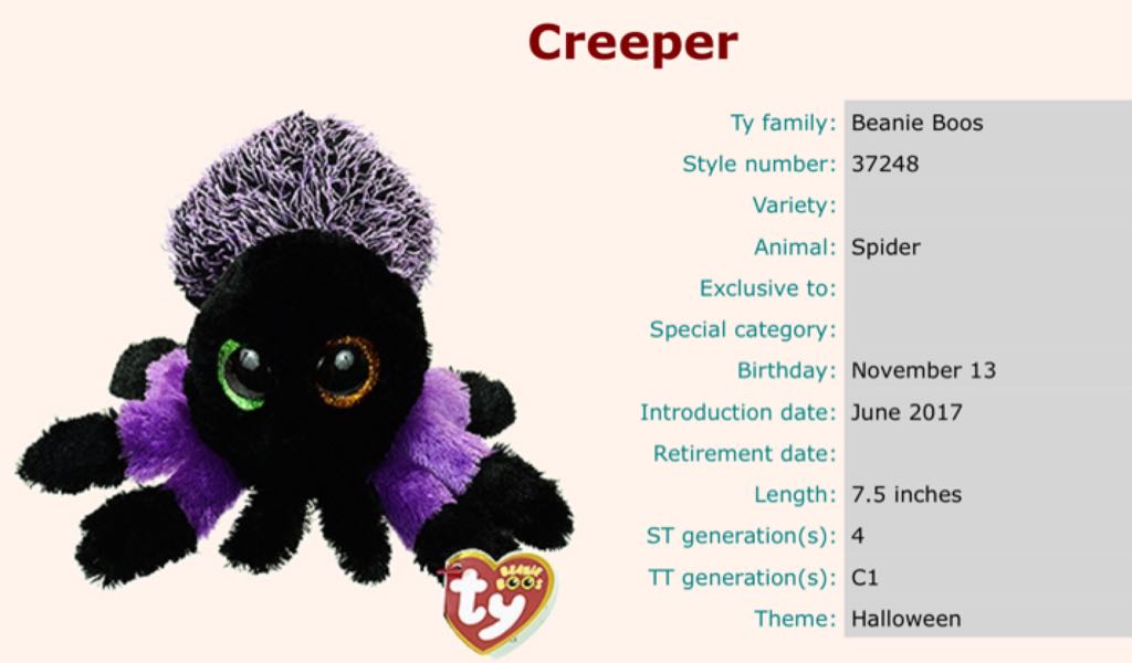 creepers the spider  plush collectible - Main Image 2