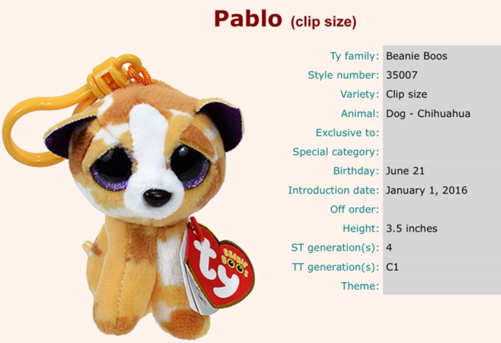 Boos Clip Pablo the Chihuahua  plush collectible - Main Image 2