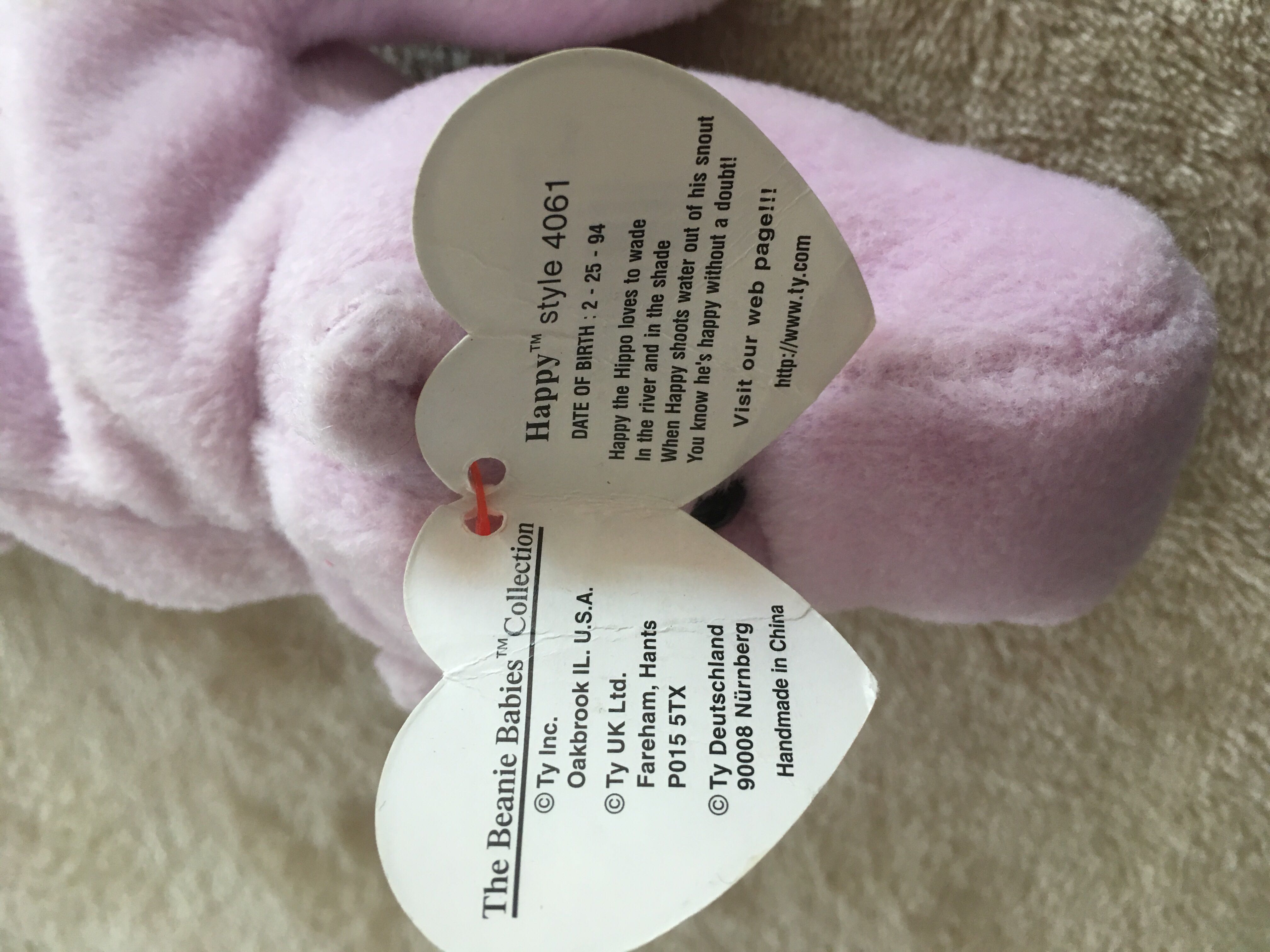 HAPPY the Hippo  (United States) plush collectible [Barcode 008421040612] - Main Image 3