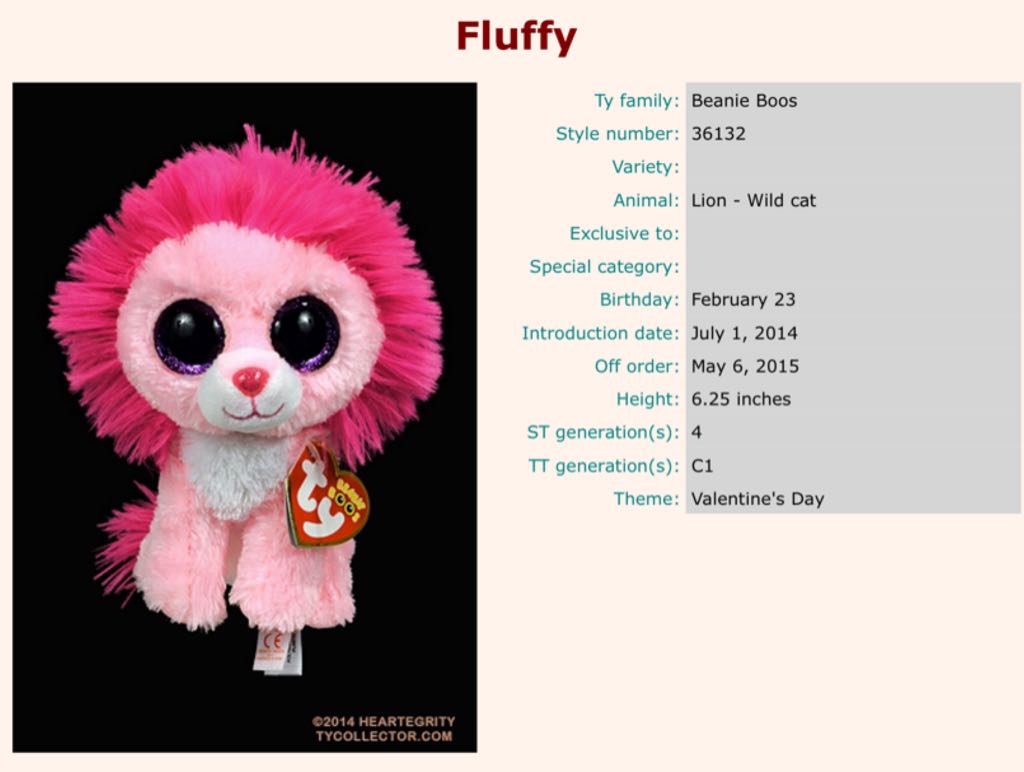 Fluffy Pink Lion  plush collectible [Barcode 008421361328] - Main Image 2