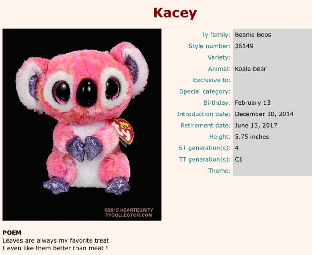 Kacey the koala  (Canada) plush collectible [Barcode 008421361496] - Main Image 2