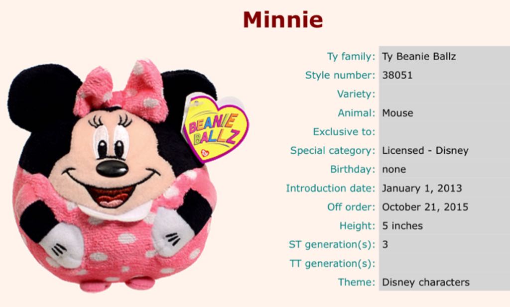 Beanie Ballz - Minnie Mouse  plush collectible [Barcode 008421385515] - Main Image 2