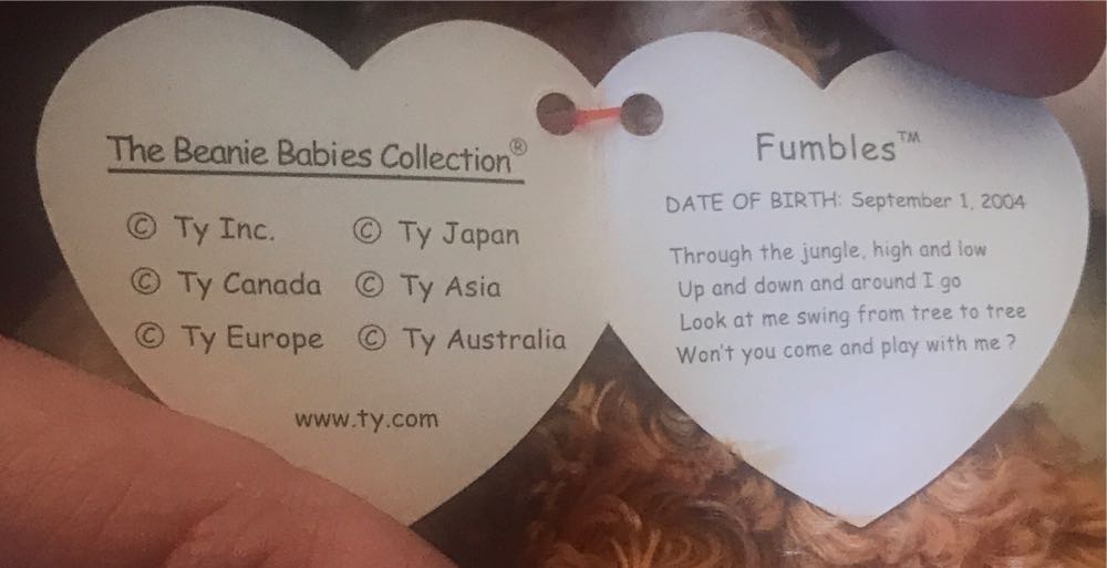 Fumbles the Monkey  (United States) plush collectible [Barcode 008421401710] - Main Image 3