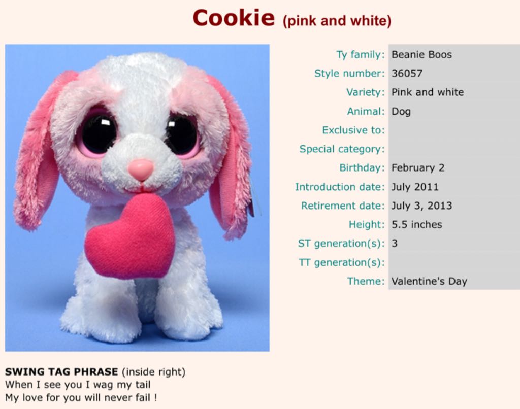 Cookie (Heart) Dog (Buddy)  plush collectible - Main Image 2