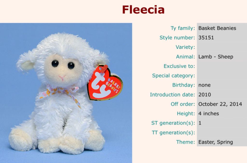 Fleecia The Lamb (Basket Beanie)  plush collectible - Main Image 2