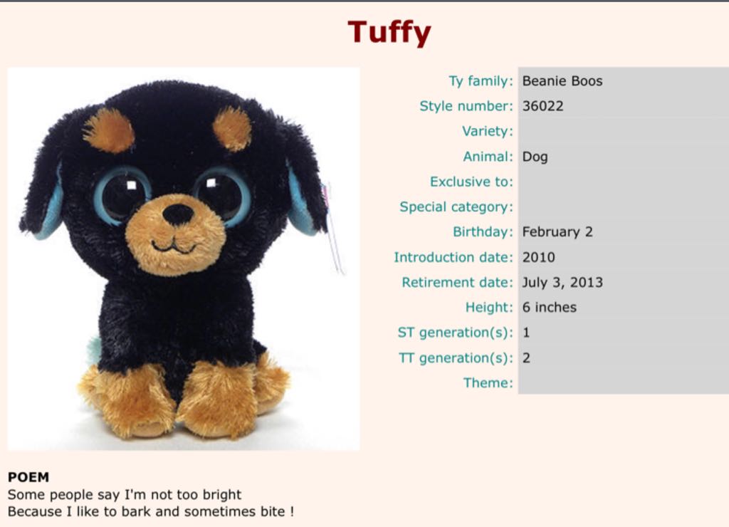 Tuffy The Dog Ty Beanie Boo  plush collectible - Main Image 2