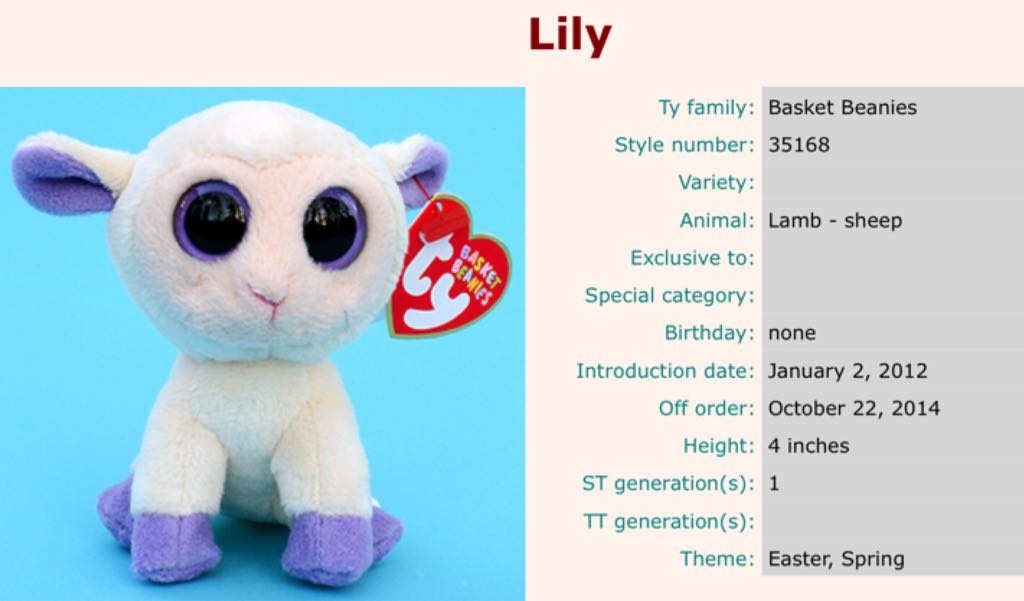 Basket Beanies - Lily  plush collectible - Main Image 2