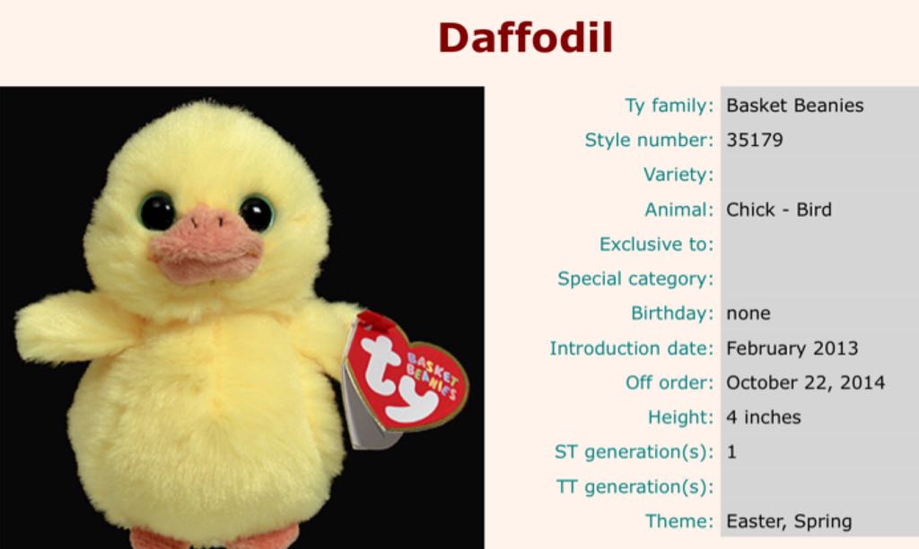 Basket Beanie Daffodil  plush collectible - Main Image 2