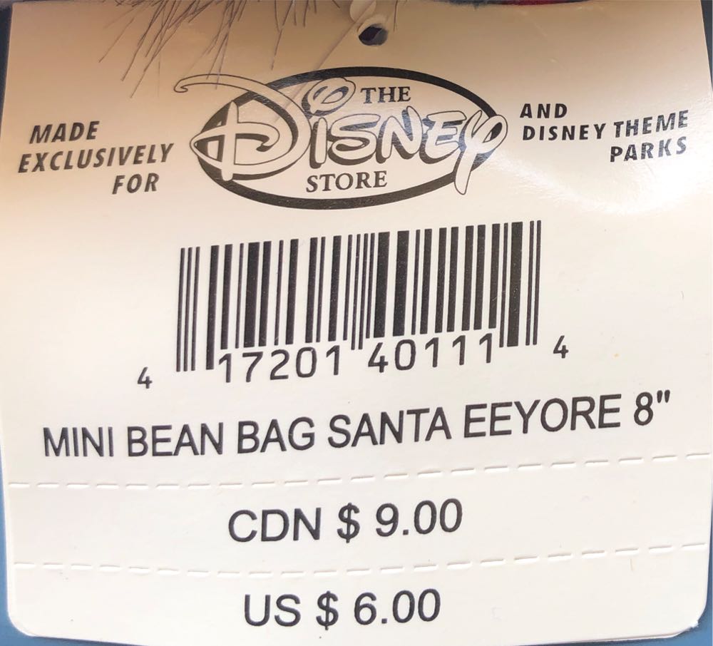 Disney Santa Eeyore 8” New With Tags  plush collectible [Barcode 417201401114] - Main Image 2