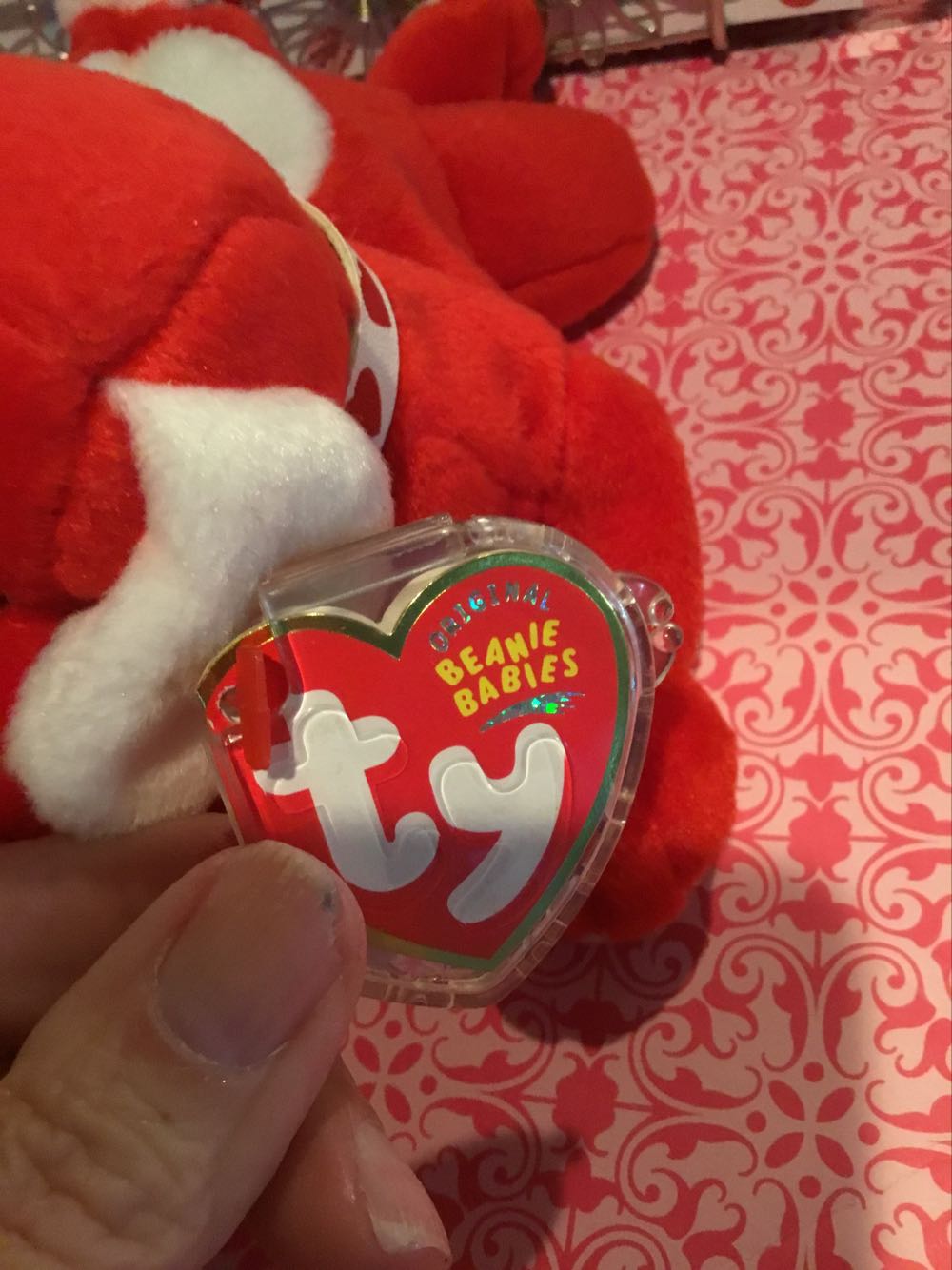 Sugar-Pie The Dog 🐶 (Red With White). L  plush collectible [Barcode 008421401598] - Main Image 2