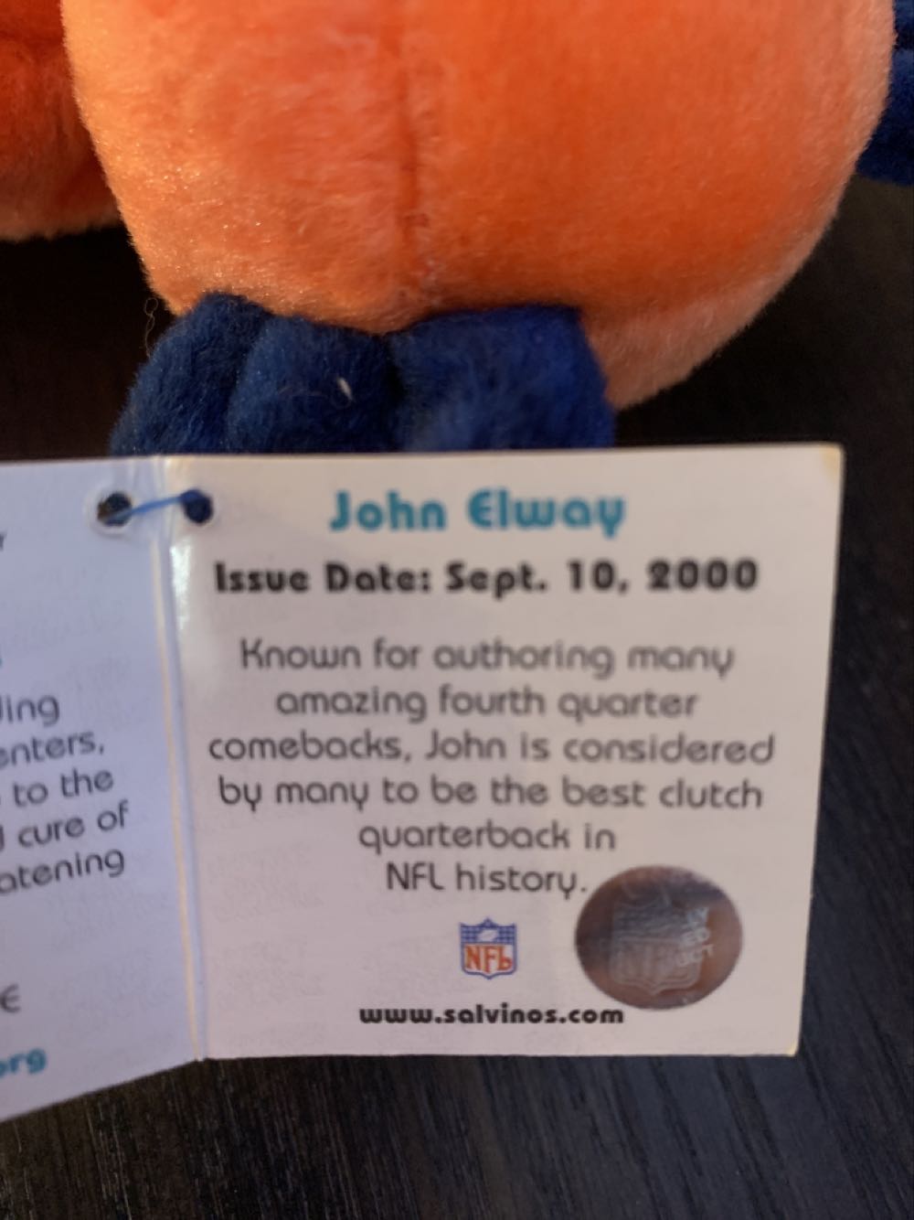John Elway  plush collectible [Barcode 616132008892] - Main Image 3