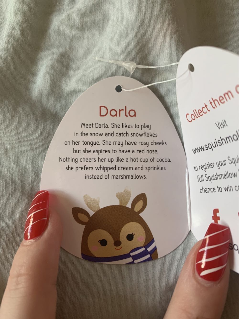 Christmas Deer Darla 4.5”  plush collectible [Barcode 734689425310] - Main Image 3