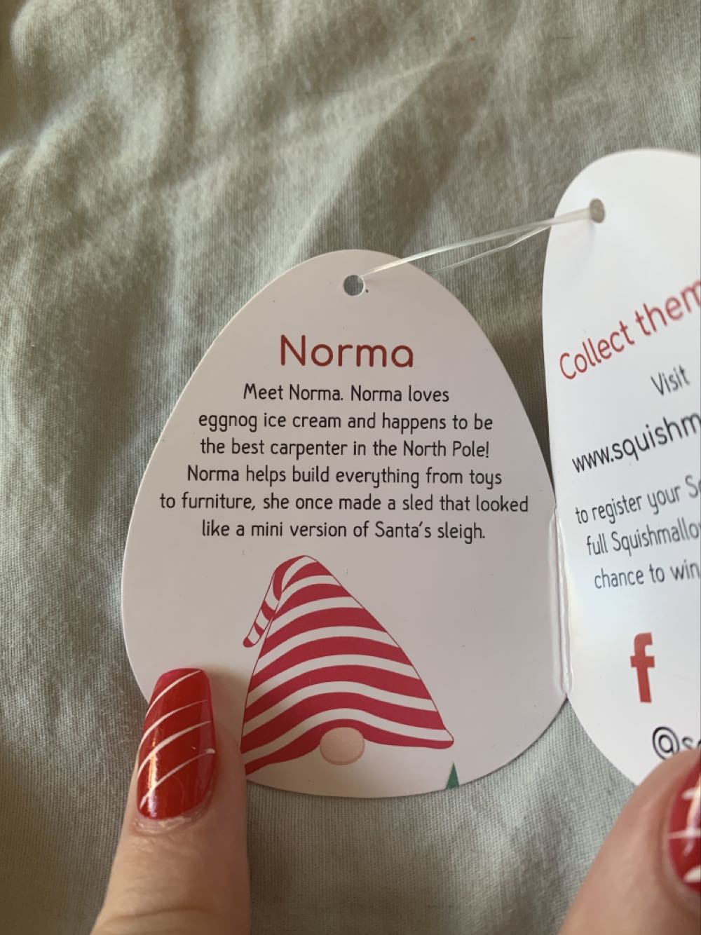 Christmas Gnome Norma 4.5”  plush collectible [Barcode 734689425259] - Main Image 3