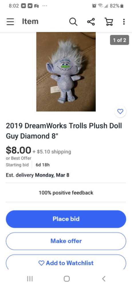 trolls Diamond   plush collectible - Main Image 2