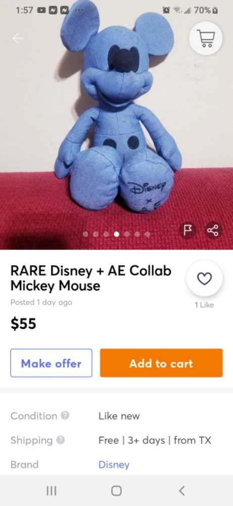 Disney Mickey mouse A.E.  plush collectible - Main Image 2