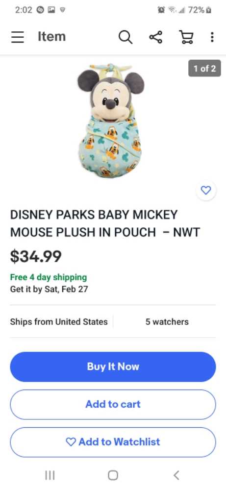 Disney Mickey mouse Babies   plush collectible - Main Image 2
