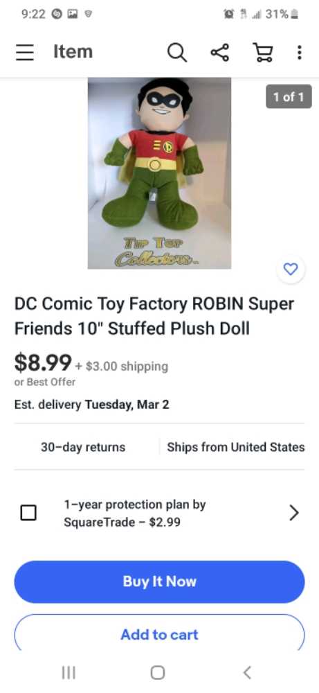 dc comic’s Robin   plush collectible - Main Image 2
