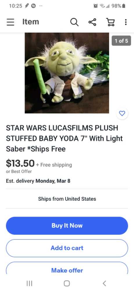 Star Wars Yoda   plush collectible - Main Image 2