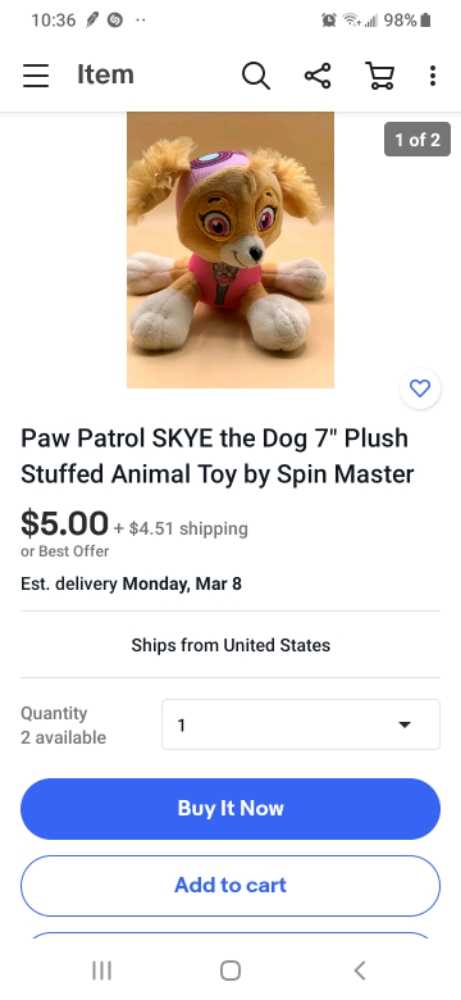 paw patrol skye  plush collectible - Main Image 2